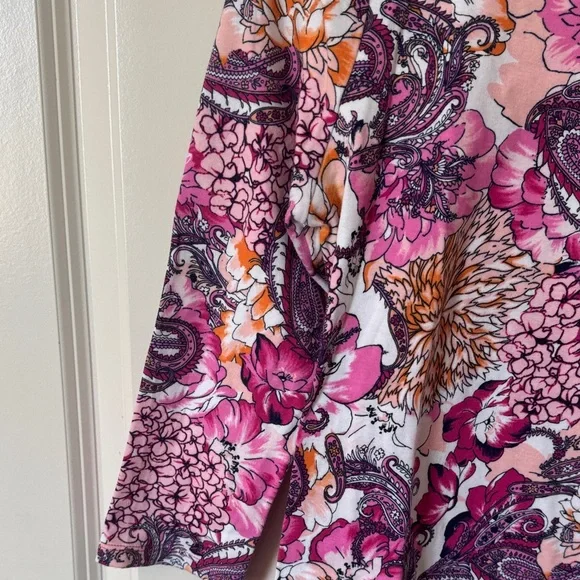 Charter Club Pink and Orange Floral Long Sleeve Top - Picture 5 of 7